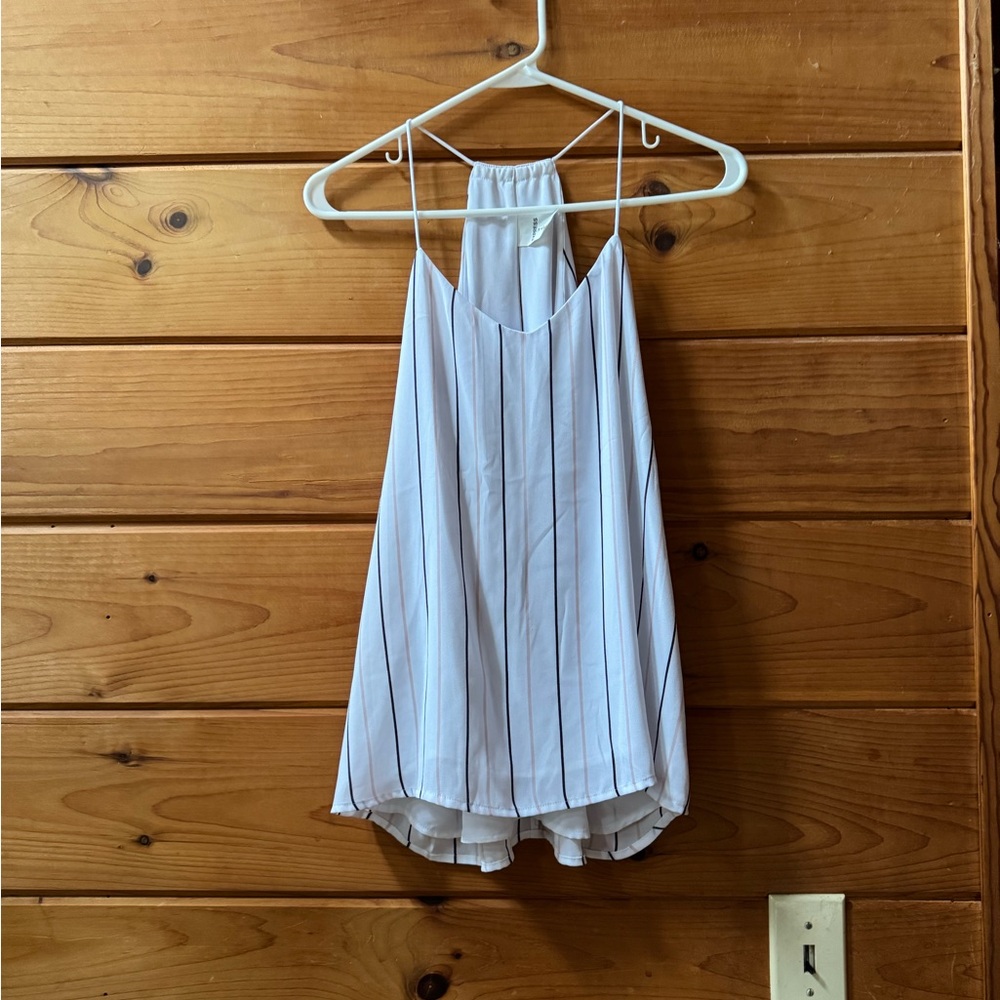 Striped White Halter Top